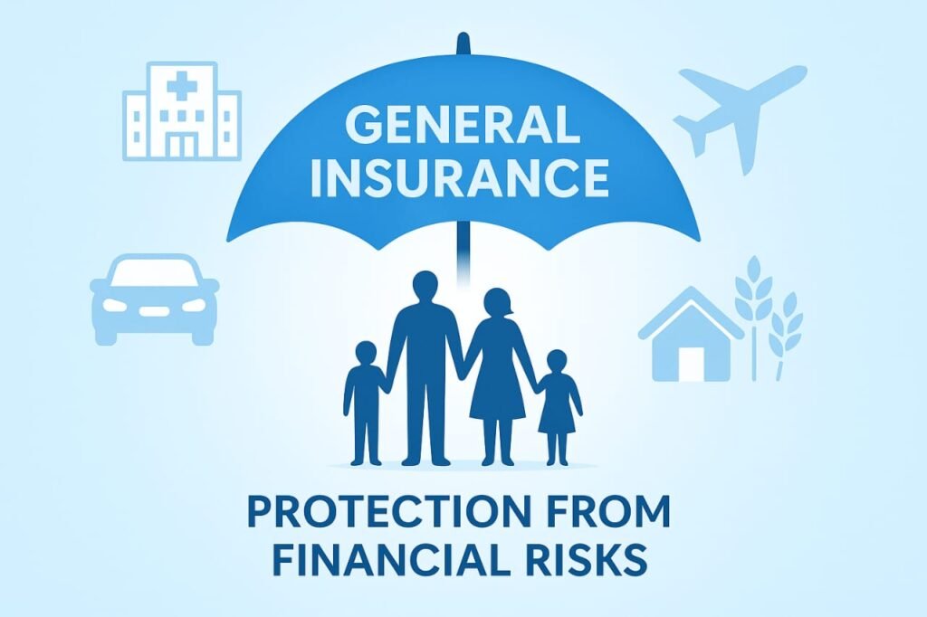 General Insurance एक ऐसा Insurance है जो Life Insurance के अलावा बाकी सभी Financial Risks को Cover करता है।