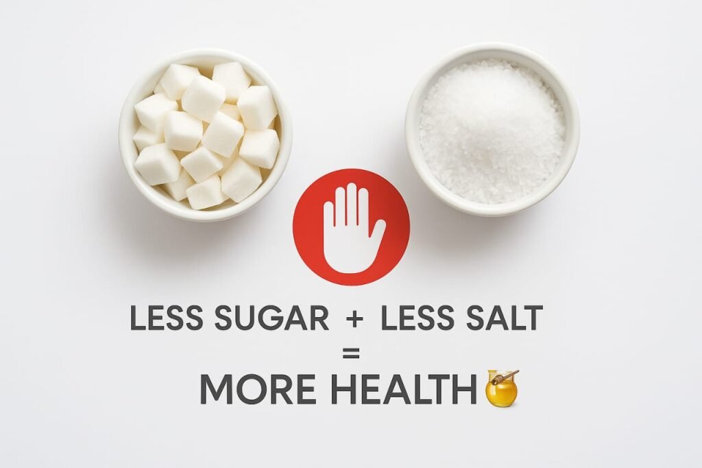 Simple Health Tips “Less Sugar + Less Salt = More Health”