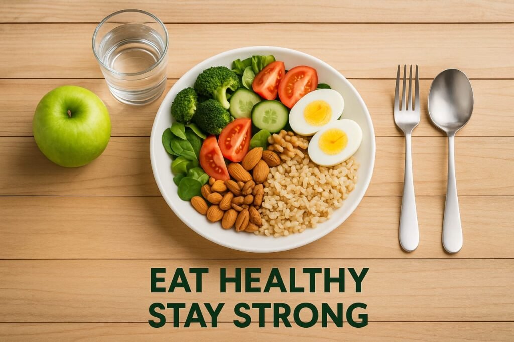 Healthy meal plate promoting Health Guidance and balanced diet