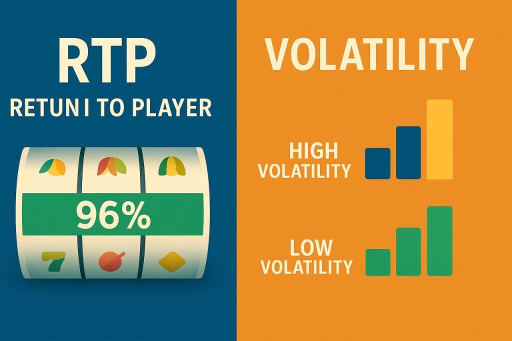 RTP vs Volatility slot machine comparison infographic