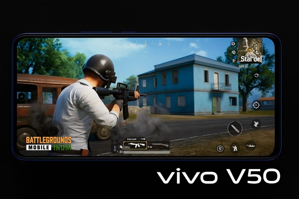 Vivo V50 gaming performance test with BGMI running smoothly.