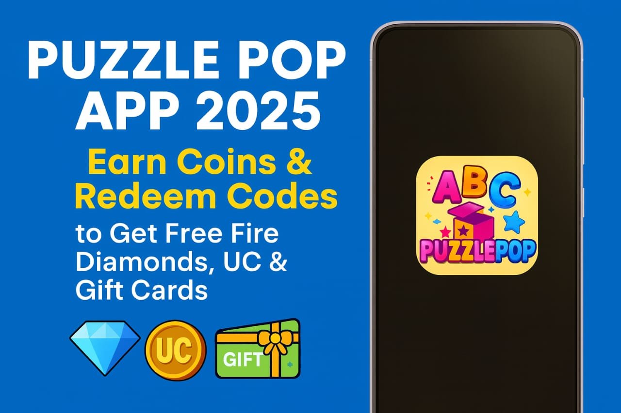 Puzzle Pop App 2025 – Earn Coins & Redeem Codes to Get Free Fire Diamonds, UC & Gift Cards