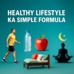 Healthy Lifestyle weekly routine infographic with 7-day chart for walk, food, sleep, detox and stretching in pastel colors.